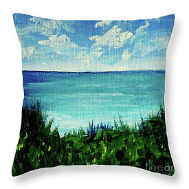 Monet's Seaside Overlook by Vision Painter Art - Stefanie Fox - throw pillow