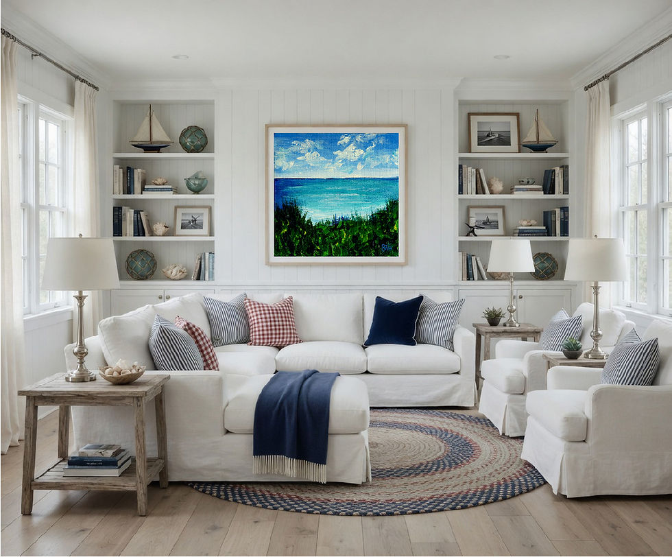 Expressionist Coastal Landscape Painting Monet's Seaside Overlook by Stefanie Fox Original