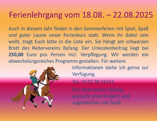Reiterferien in der letzen Ferienwoche