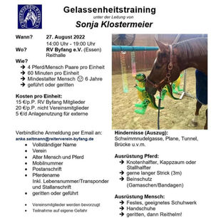 Gelassenheitstraining unter der Leitung von Sonja Klostermeier am 27.08.2022