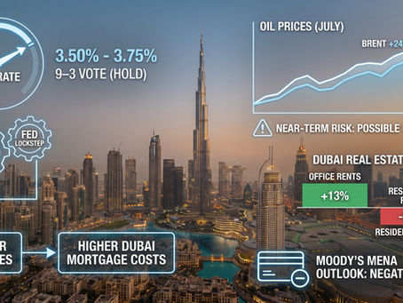 Dubai property investors face a potential rate hike as the Fed's most divided vote since 2016 shifts the financing outlook.