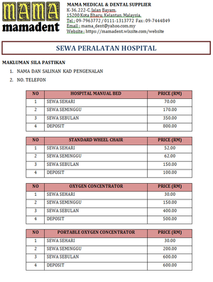 SEWA PERALATAN HOSPITAL