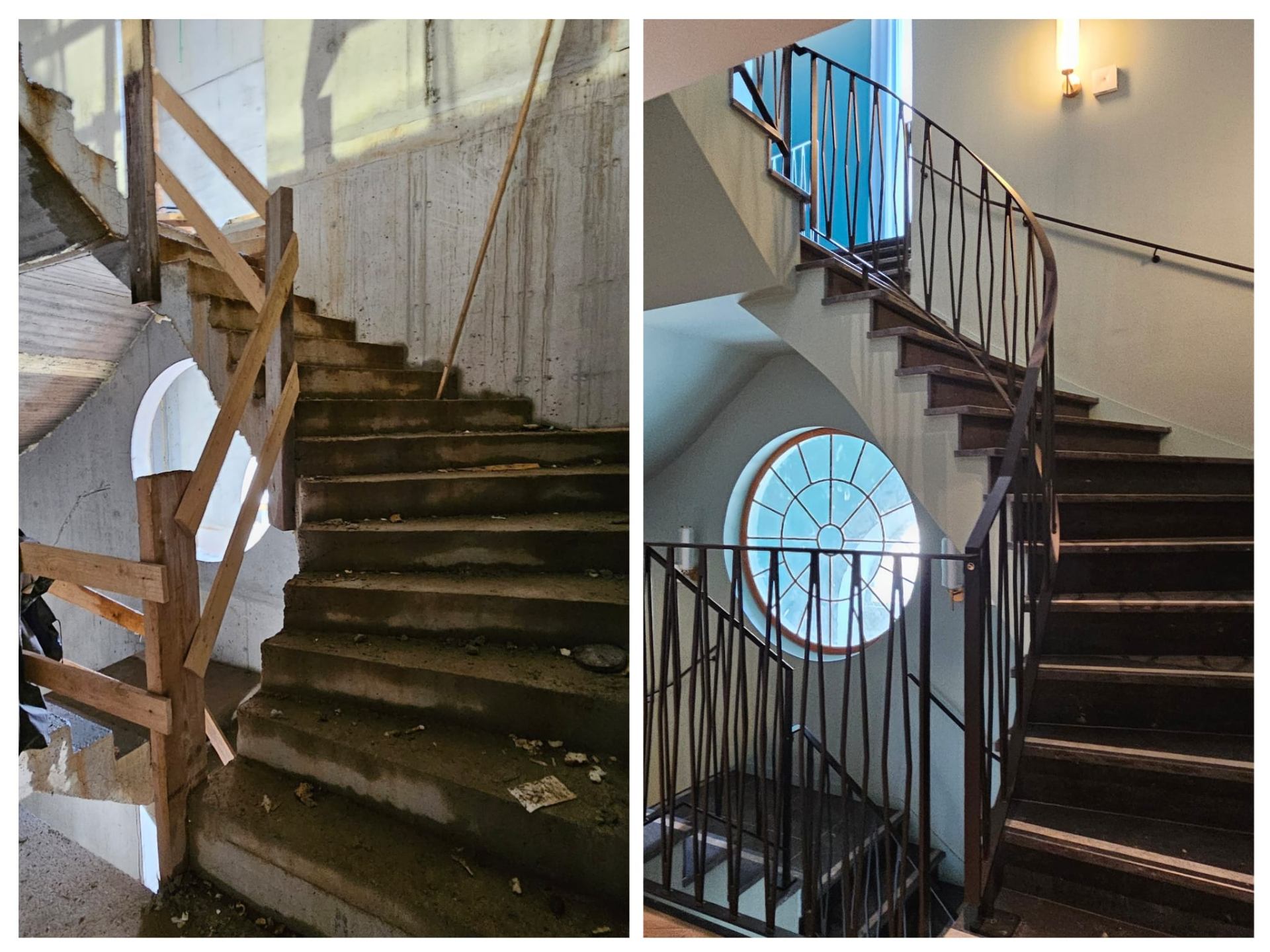 Hoteltrap voor en na de renovatie