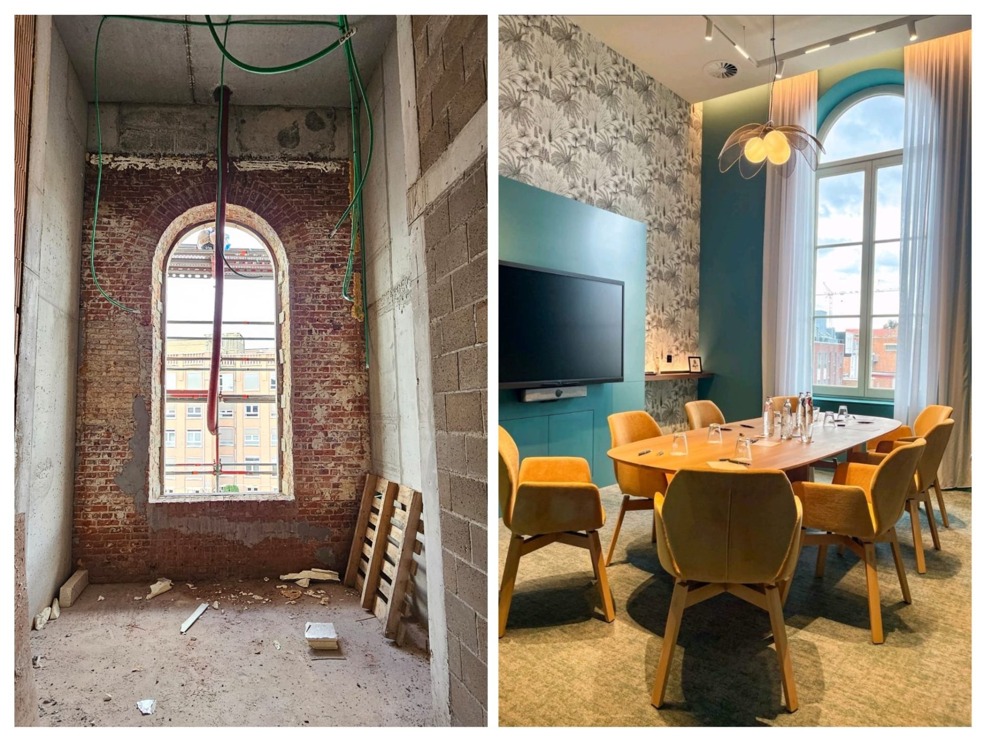 Vergaderruimte voor en na de renovatie
