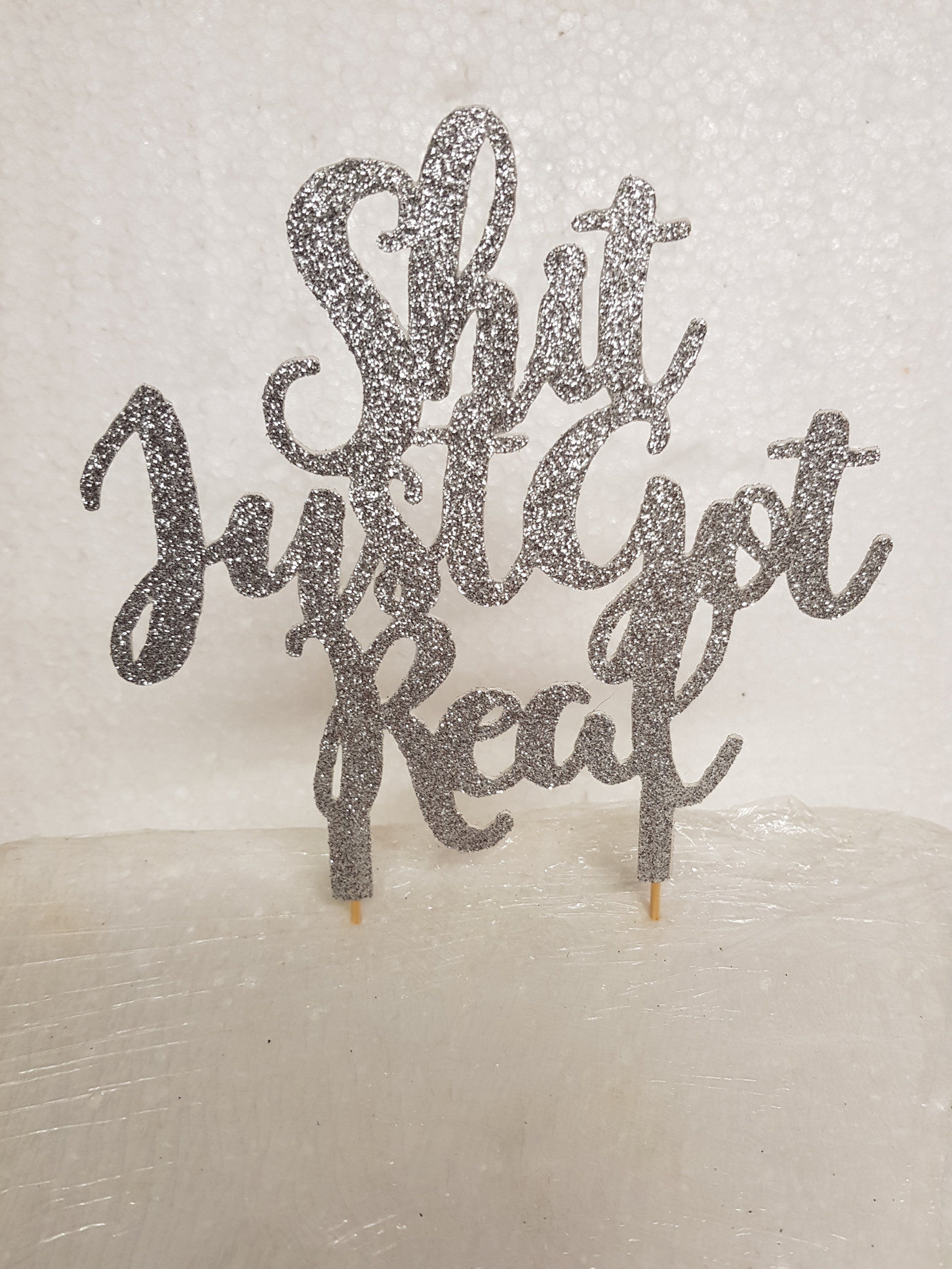 Shit just got real topper Card topper for cakes and cupcakes