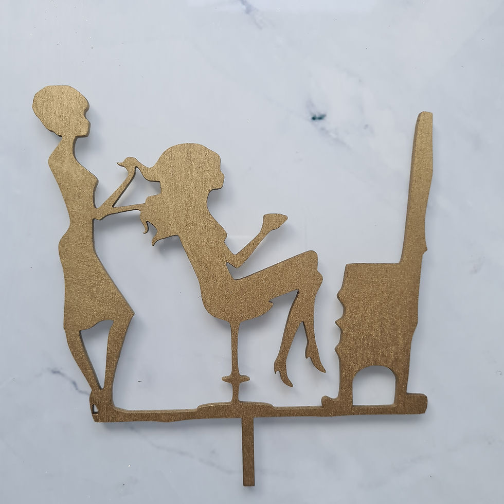 Hair salon lady doing hair Wood topper for cakes