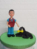 Gumpaste Man with a dog