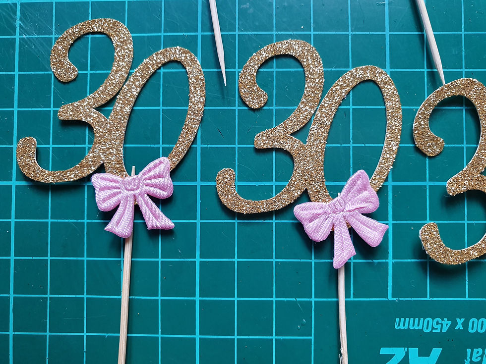 Thumbnail: Any number with bow topper, made to order, Card topper for cakes and cup
