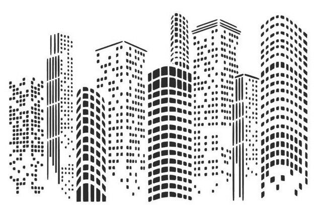 Skyscraper blocks stencil
