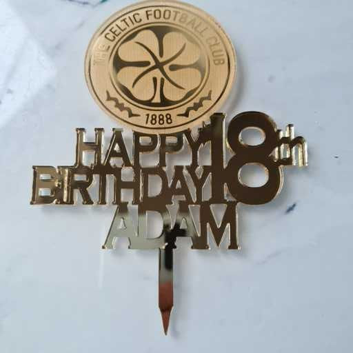 Thumbnail: Celtic Football club engraved acrylic cake topper