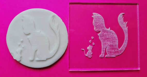 Cat and mouse love print inboss out outboss stamp