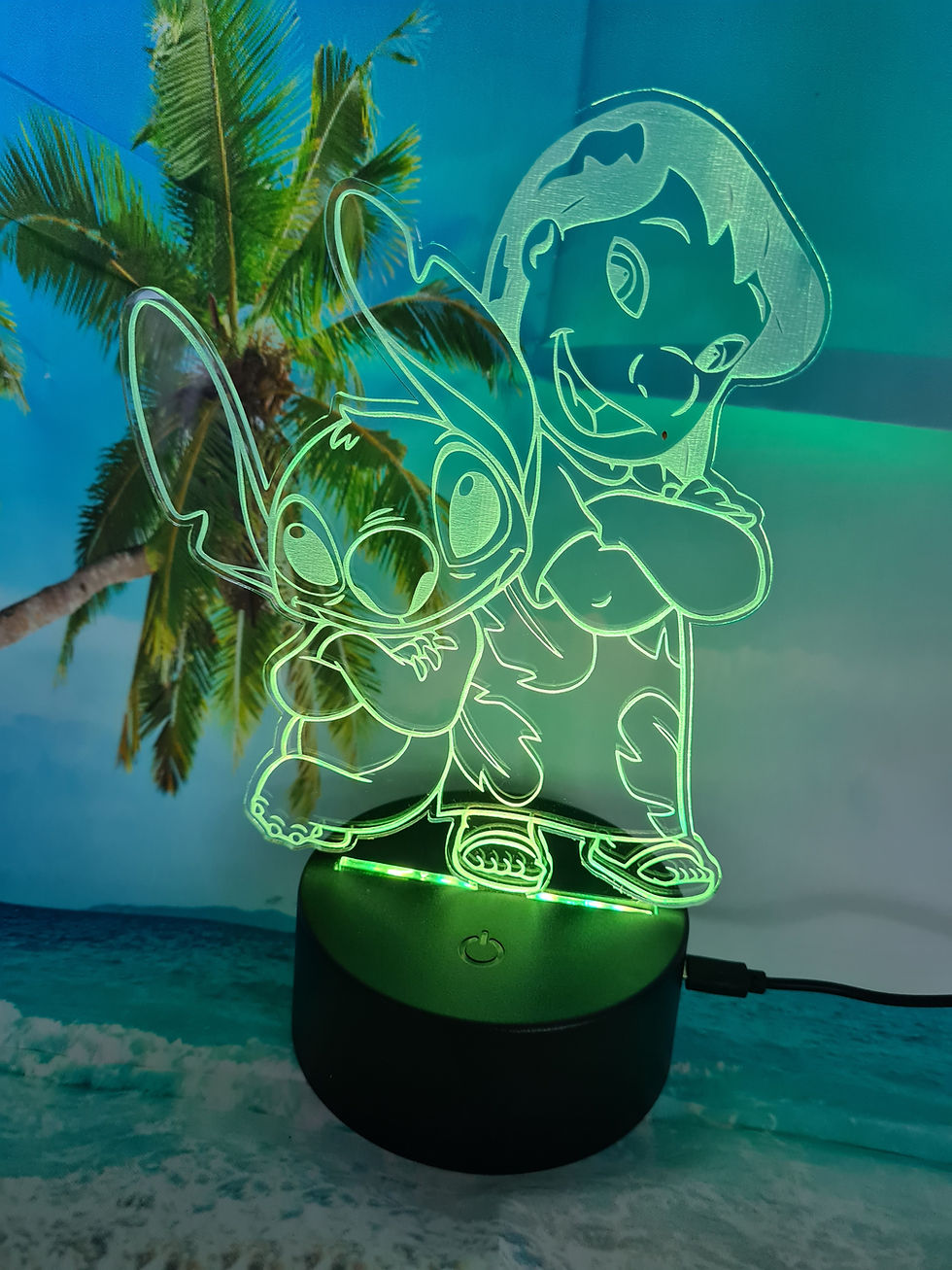 Thumbnail: Lilo and stitch stood up light up cake topper night light, 8" by 5" wide