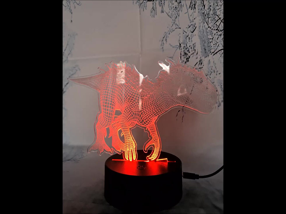 Dinosaur light up cake topper night light, 7" by 5" wide