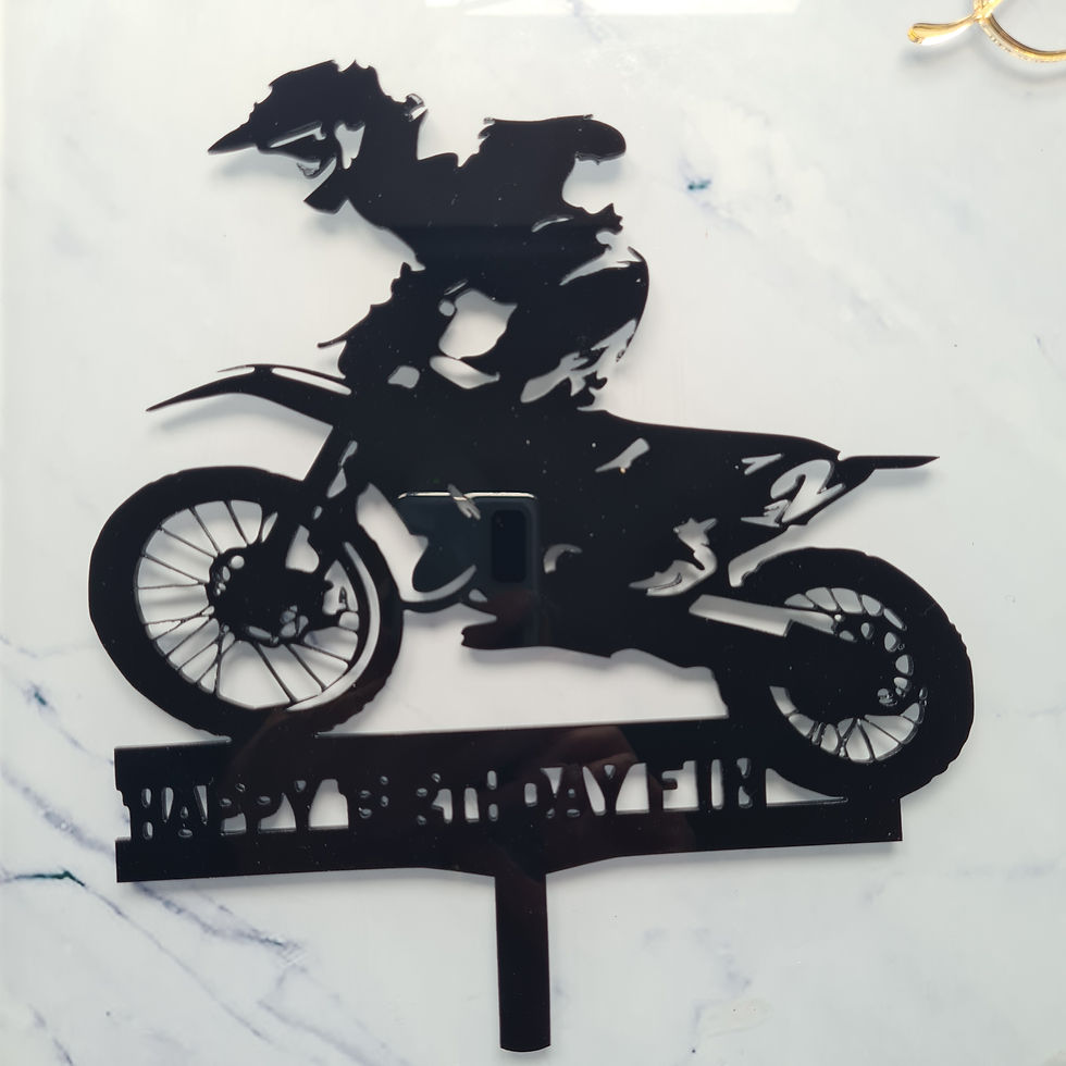 Thumbnail: Motor cross bike and rider acrylic cake or cup cake topper