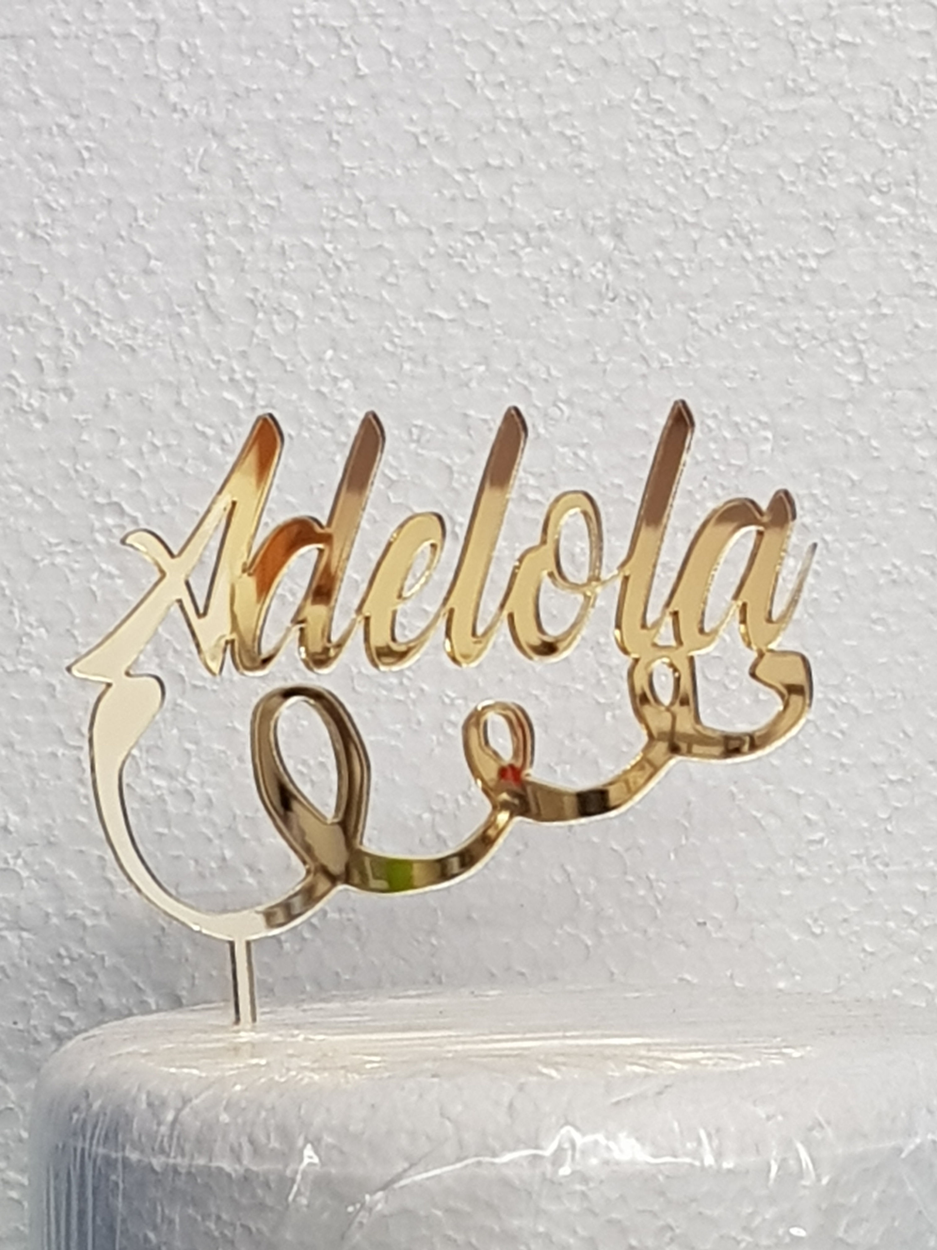 Curly name Birthday acrylic cake or cupcake topper
