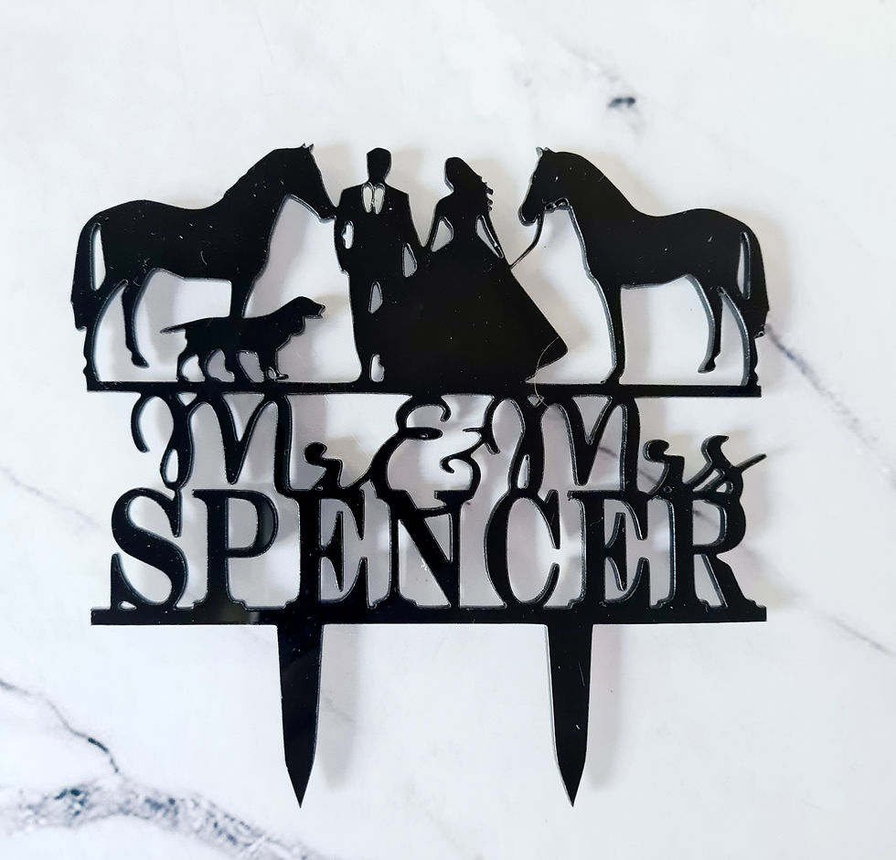 Thumbnail: 2 horse 1 dog couple cake wedding cupcake topper