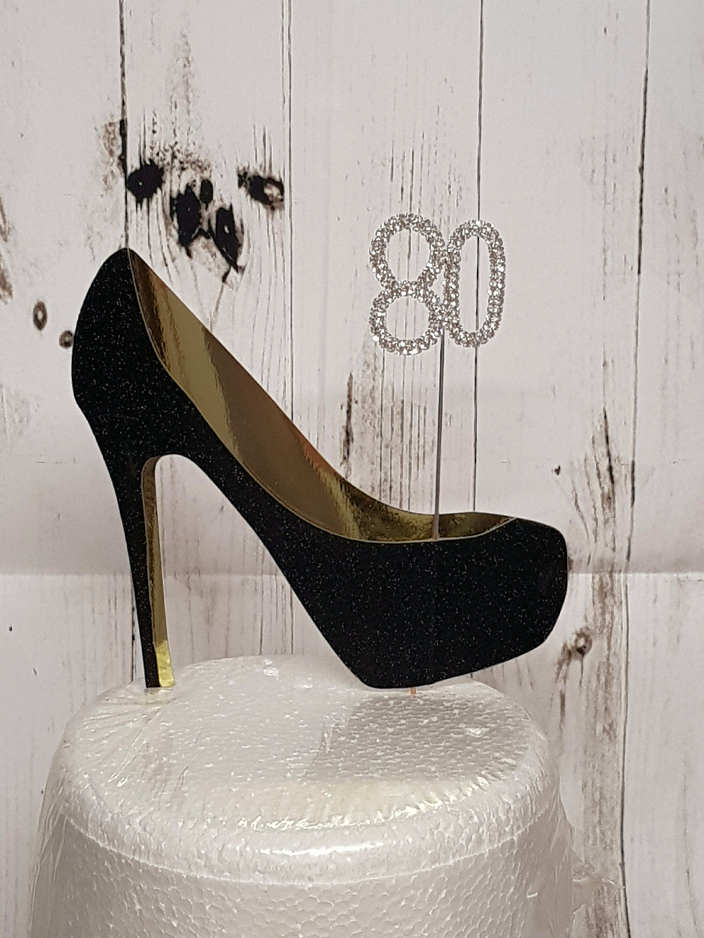 2 tone shoe, Diamond number not included Card topper for cakes and cupcakes