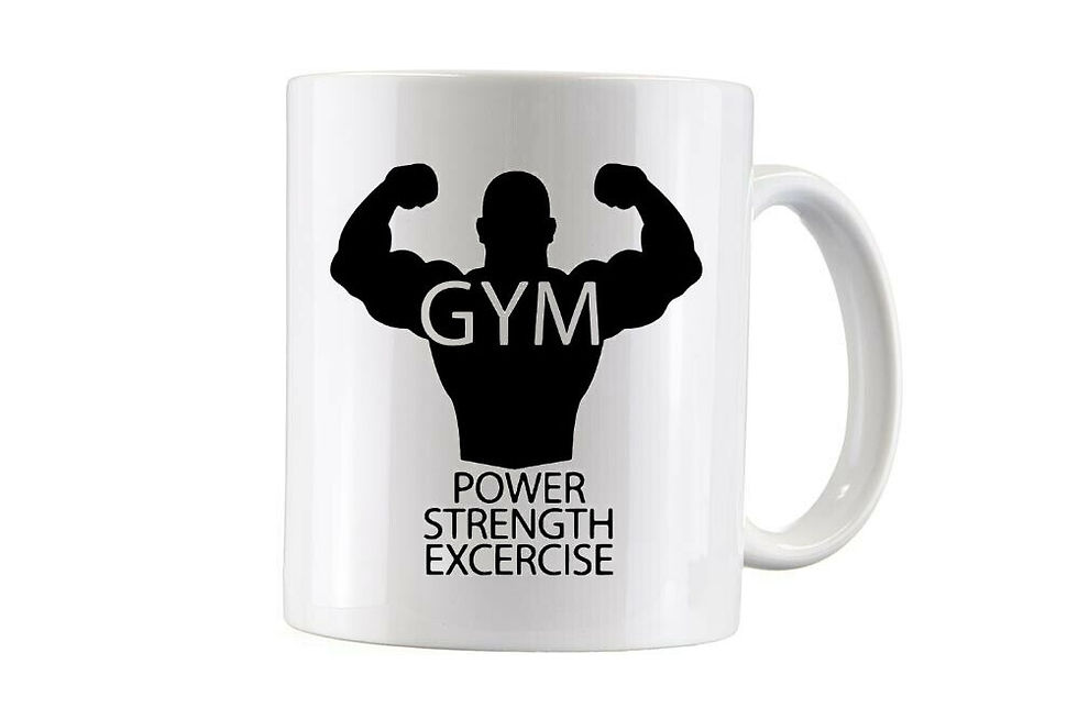 Gym strength white, heat, or Blue 11oz cup