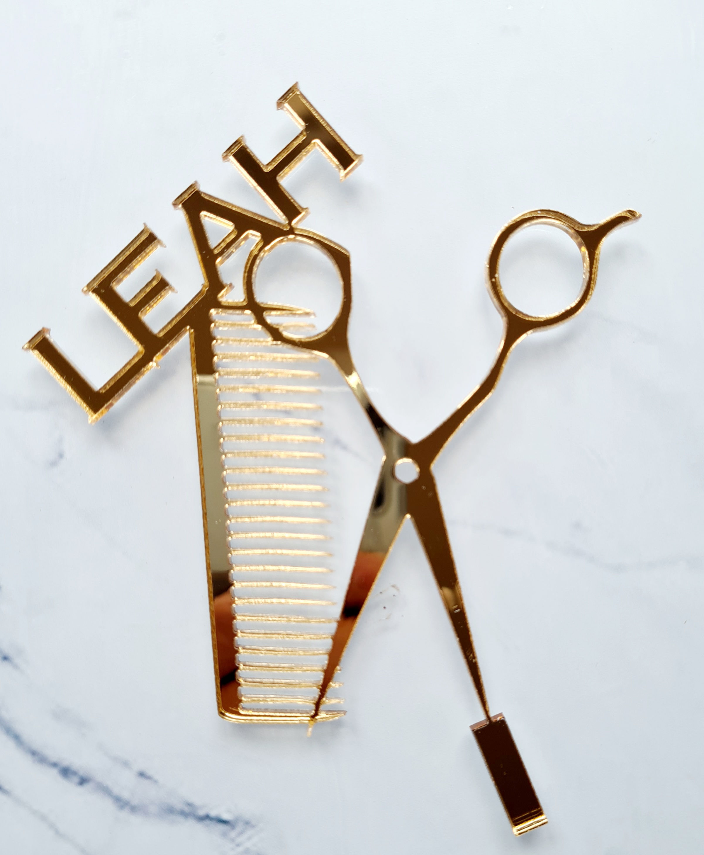 Hairdressing scissors and comb cake charm cake topper