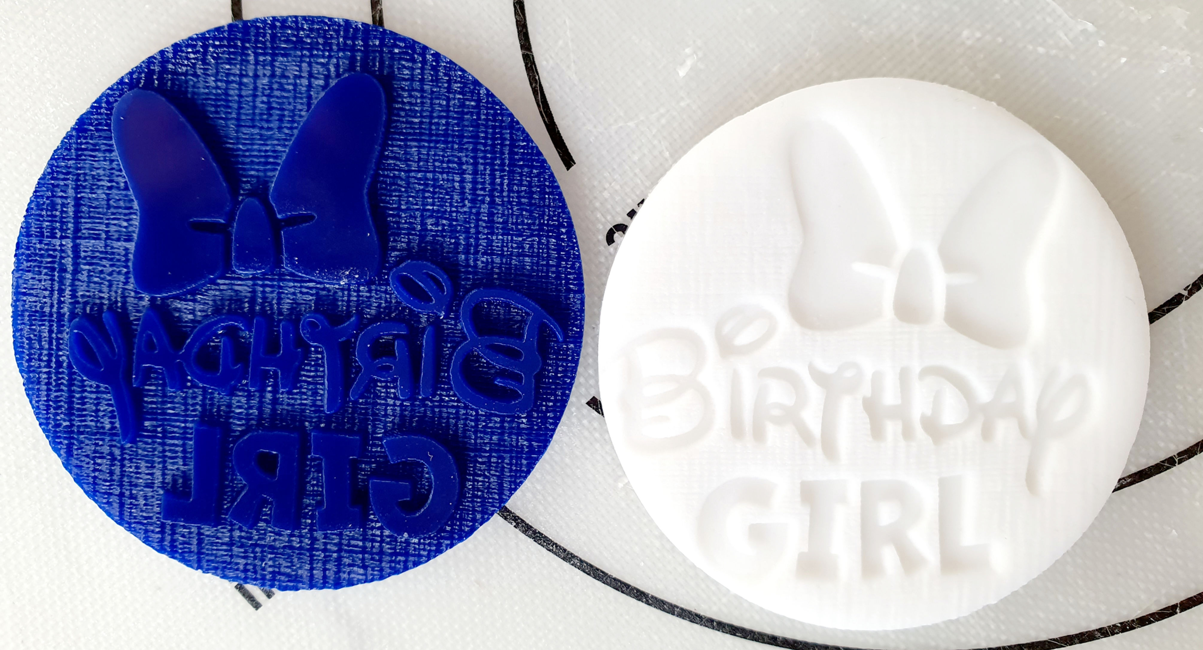 Birthday Girl mouse Bow inboss out outboss stamp