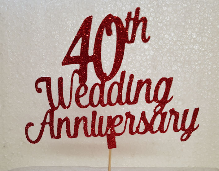 X wedding anniversary Card topper for cakes