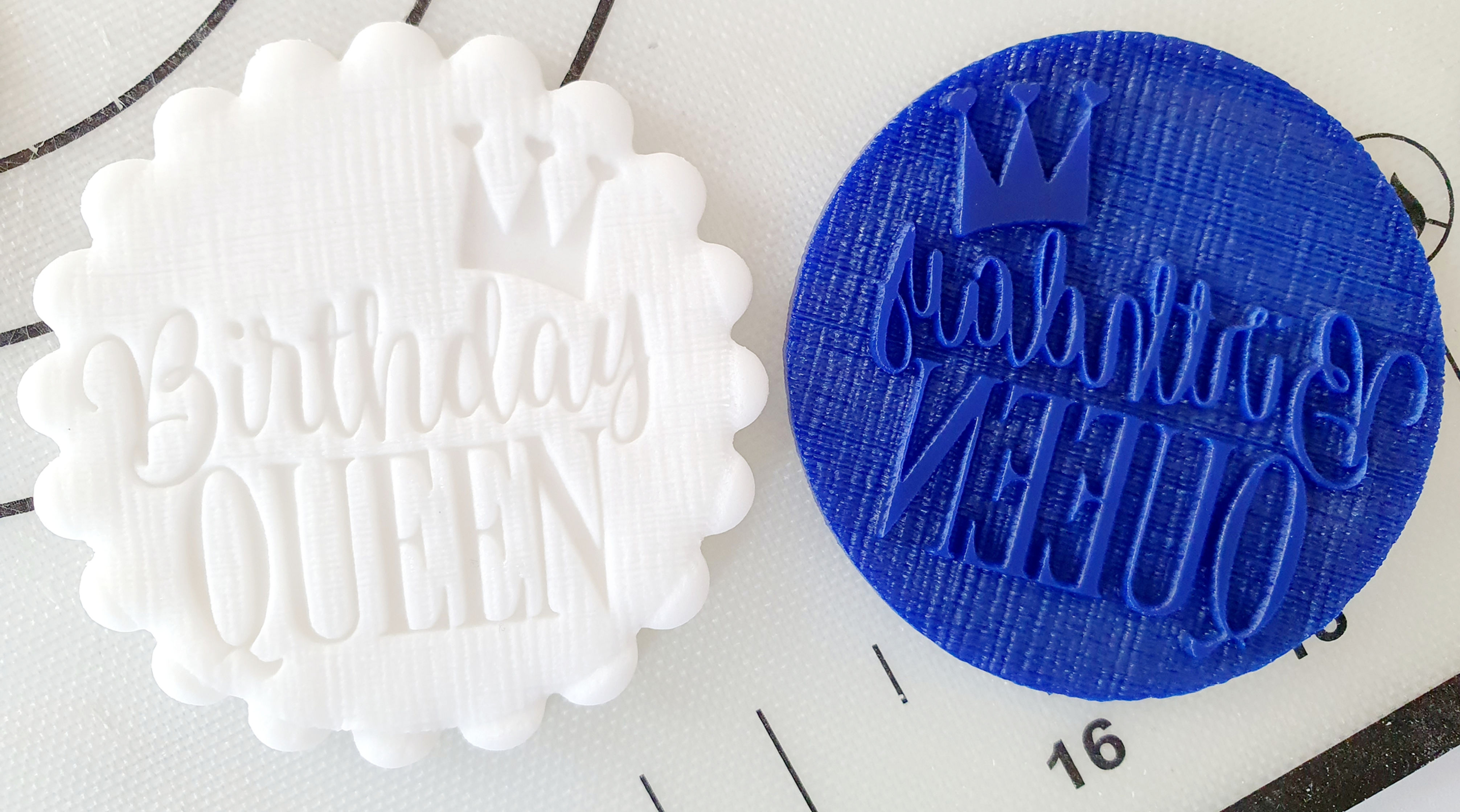 Birthday Queen with crown inboss out outboss stamp