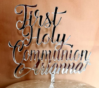 Acrylic Christening and communion cake and cupcake toppers made in the UK fast dispatch personable 