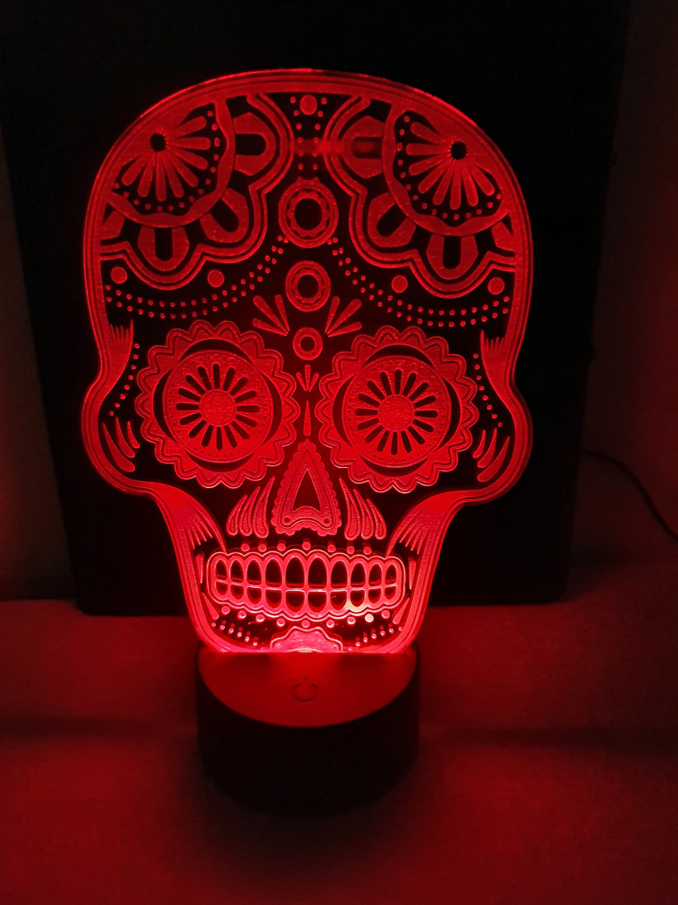 Thumbnail: Day of the dead skull light up cake topper night light, 8" by 5" wide