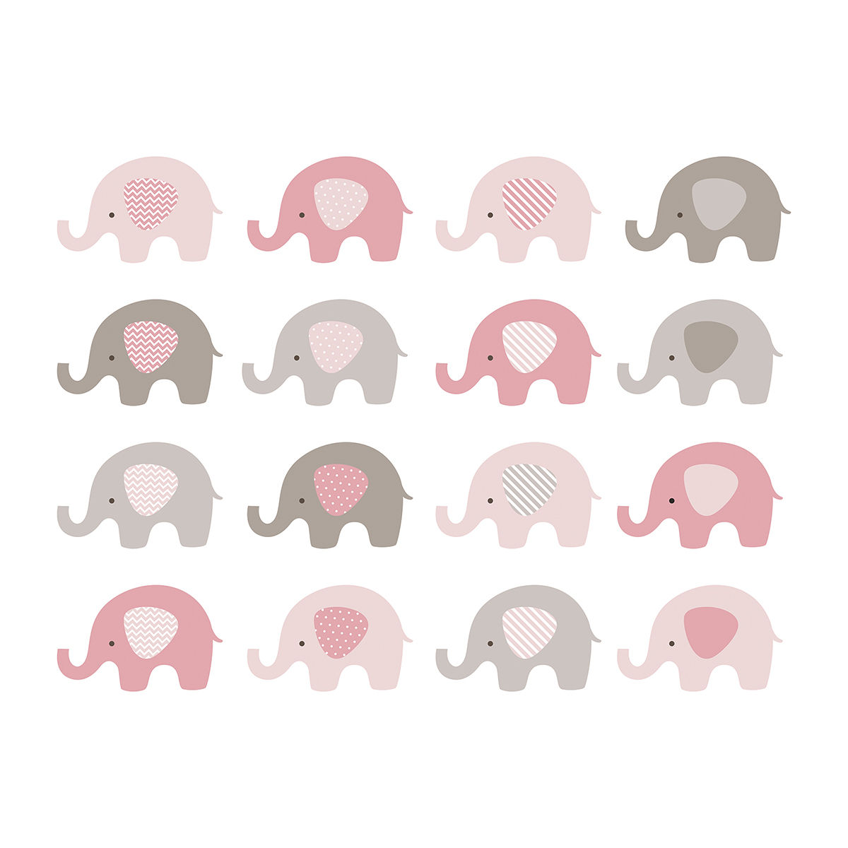 Pink Elephants A4 cake or cupcake toppers icing or wafer