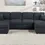 Thumbnail: Black Double Chaise Sofa