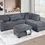 Thumbnail: Dark Gray 3-Piece Reversible Sectional Set W/ Ottoman