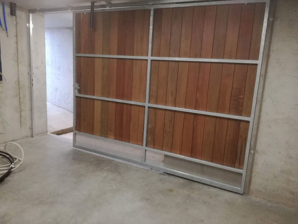metalen gegalvaniseerde hangende schuifpoort met hout