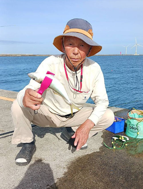 先端部で良型のアジ