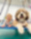 therapy dog with child on swing