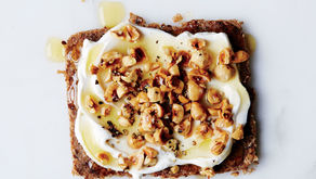 Toast with Greek Yogurt Cheese, nuts, and Honey