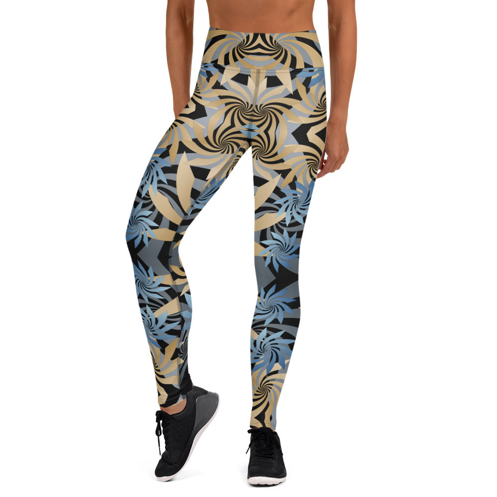 #Gold&Teal Spiral High Waist Leggings BLACK