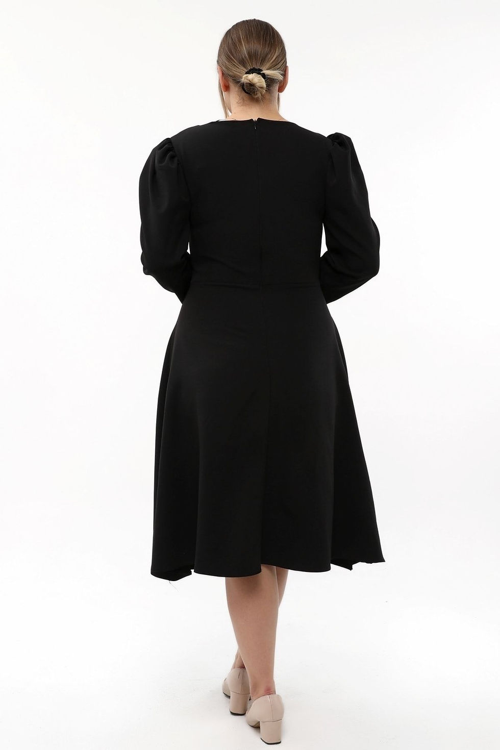 Küçük resim: Esnek Robası Pileli Kiloş Abiye Elbise - SİYAH