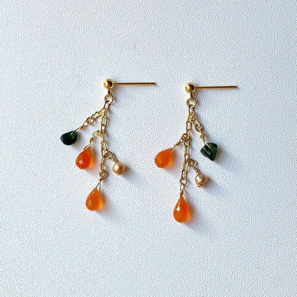 カーネリアンと秋色天然石のピアス・イヤリング