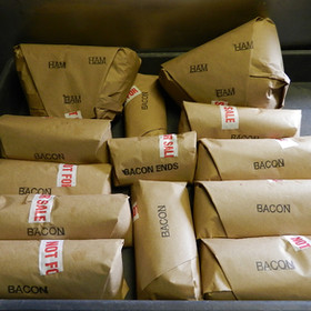CHEMICAL FREE CURING/SMOKING
All curing/smoking is nitrate and chemical free done by us here in our shop. That means we will not use a prepackaged nitrate/nitrite mix. The color of your smoked meat will not be pink or red but the natural color of the meat.
The curing/smoking process takes about 3 weeks from the time your pig comes into the shop. Pork with no curing/smoking will be ready in about a week.
Hams are not completely pre-cooked. To cook your ham use a meat thermometer. Put it in a covered pan, skillet or crock pot with some water in the bottom to prevent it from drying out. Cook at 300 to 350 degrees for one to two hours until your meat thermometer reads 160 degrees internally.
Pork keeps in the freezer 6 to 9 months depending on freezer conditions so eat up!