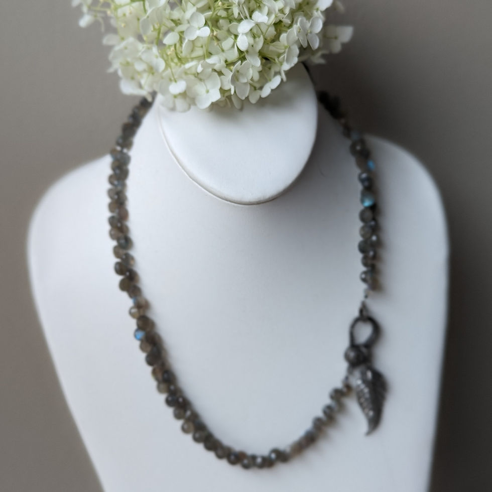 Thumbnail: Labradorite and rough diamonds necklace
