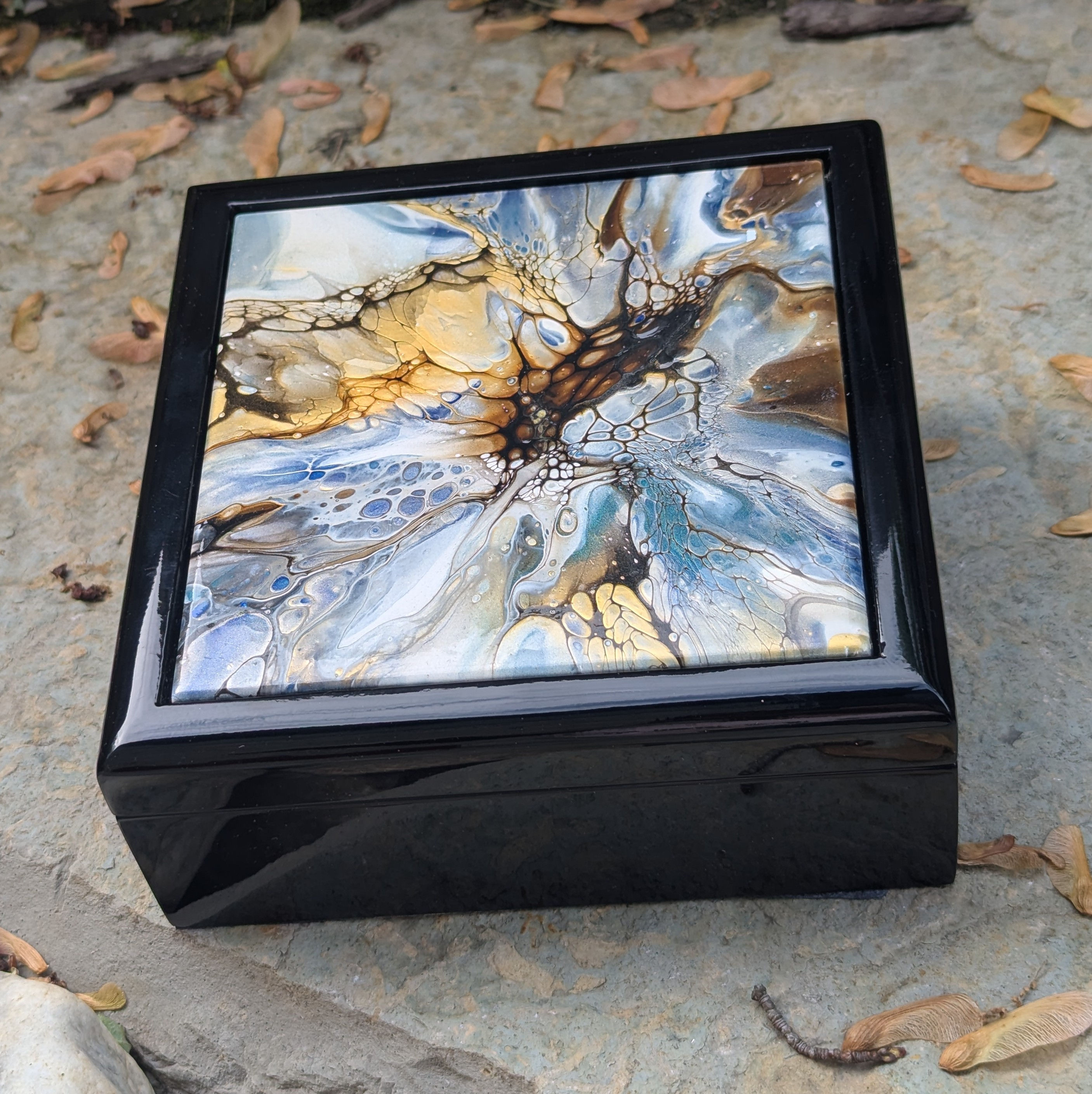 Large Jewelry Box with Art Tile Lid