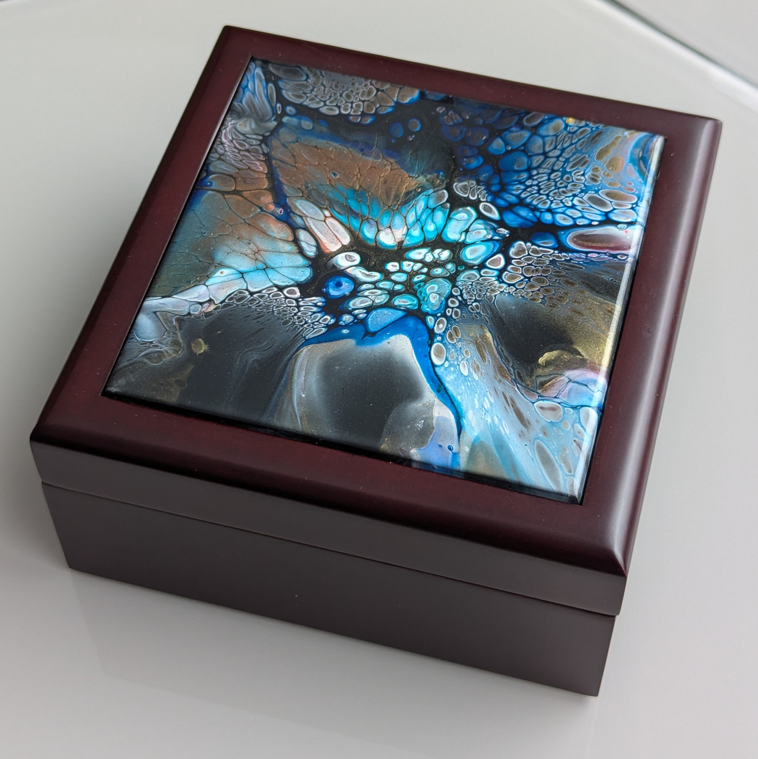 Small Jewelry Box with Art Tile Lid