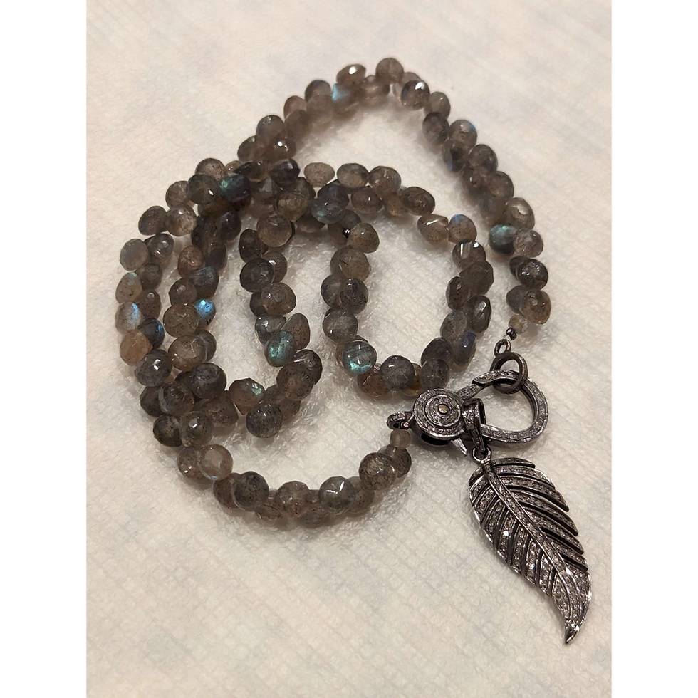 Thumbnail: Labradorite and rough diamonds necklace