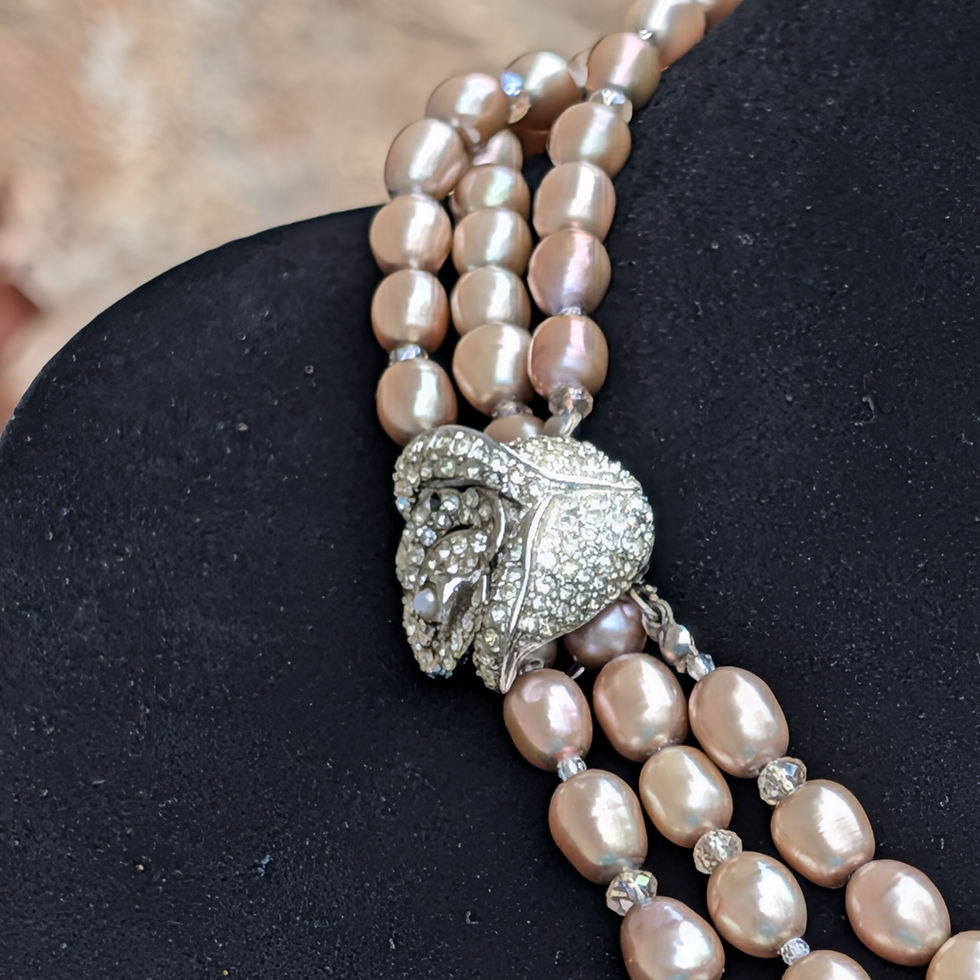 Thumbnail: Opera Pearl Necklace with Vintage Silver Clasp