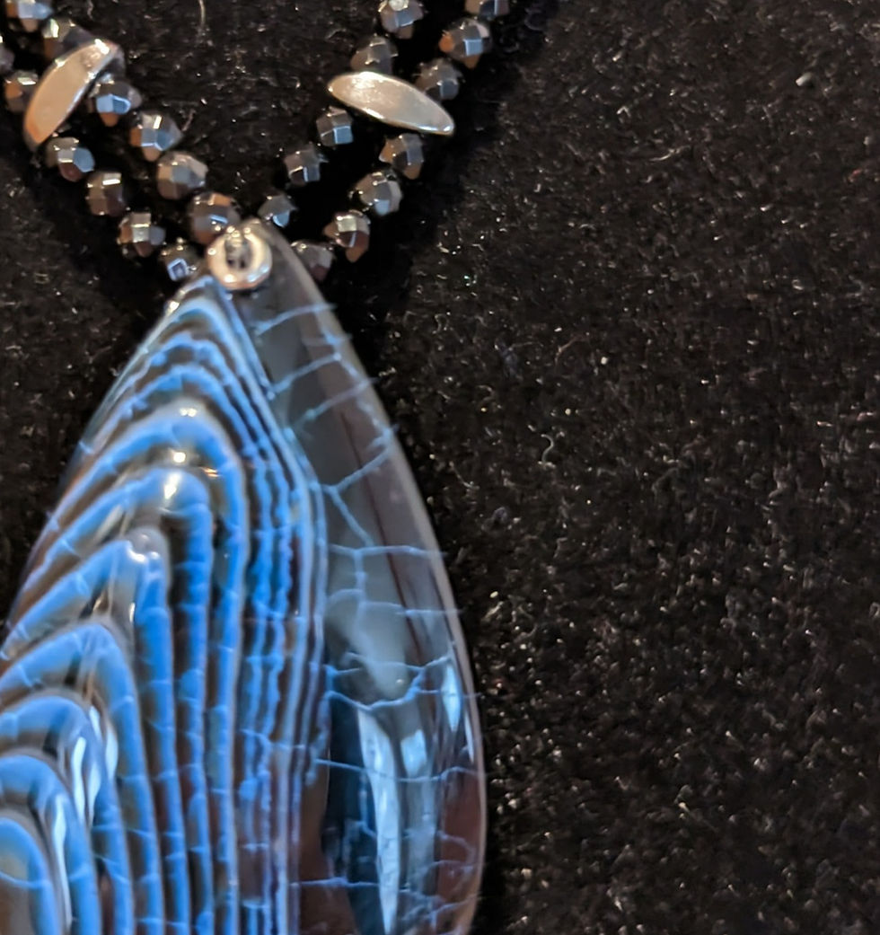 Thumbnail: Black Onyx  and Blue Agate Necklace
