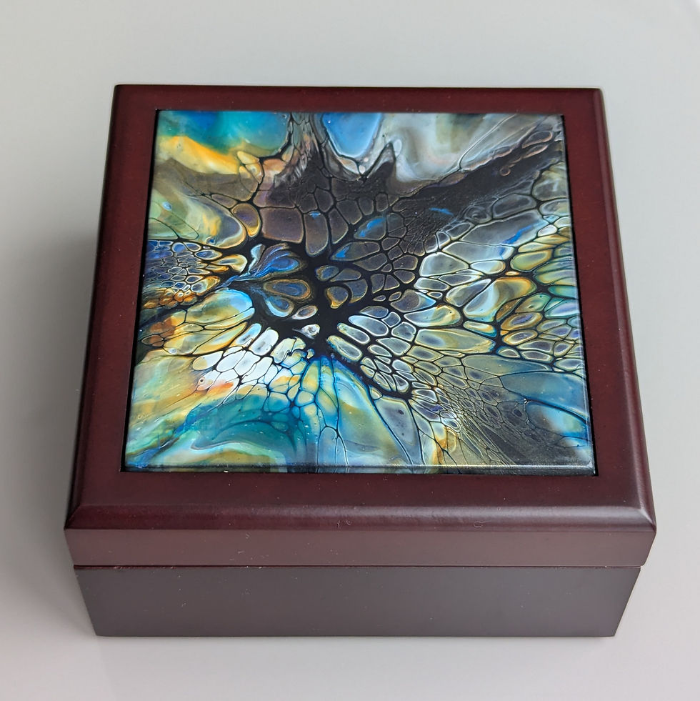 Thumbnail: Small Jewelry Box with Art Tile Lid