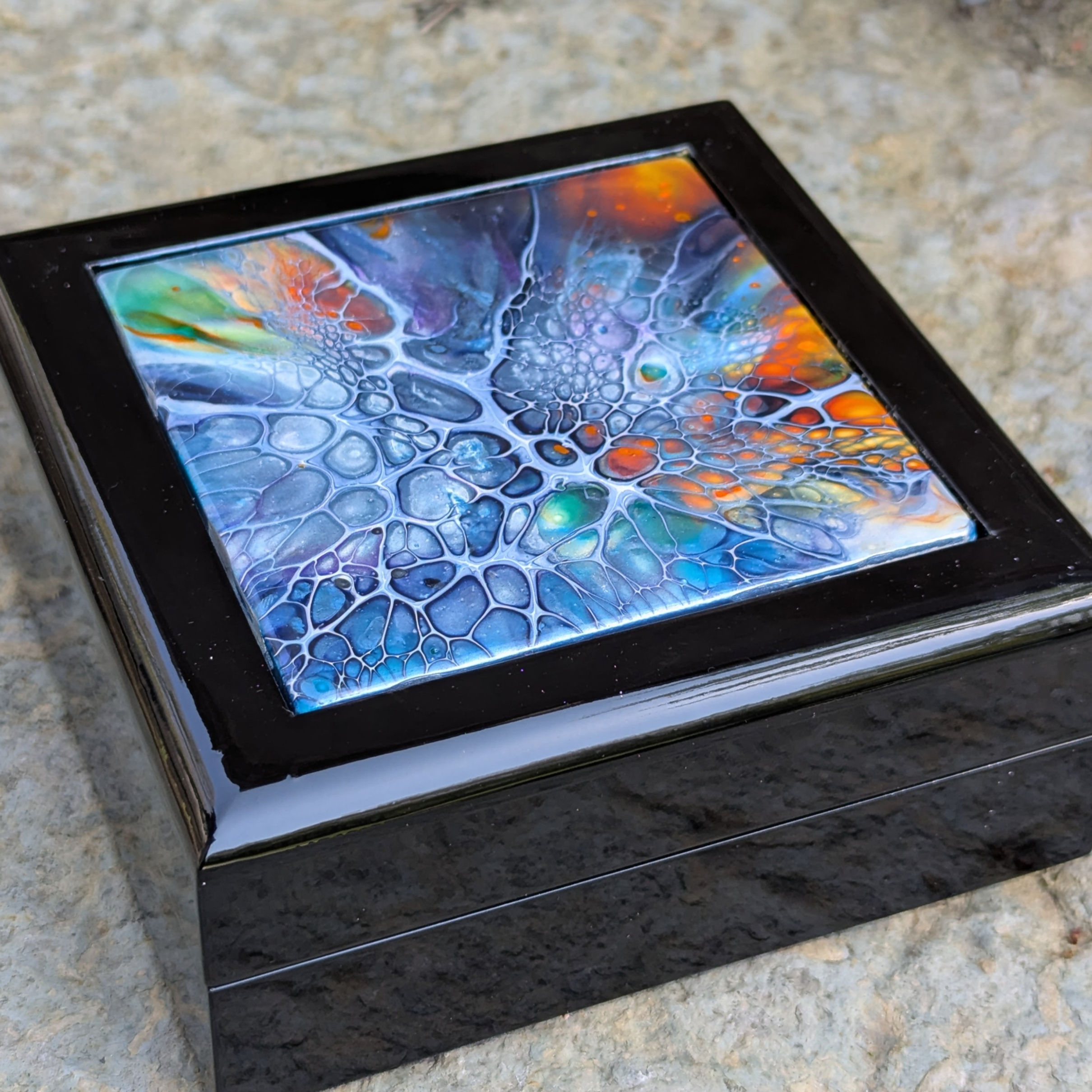 Small Jewelry Box with Art Tile Lid