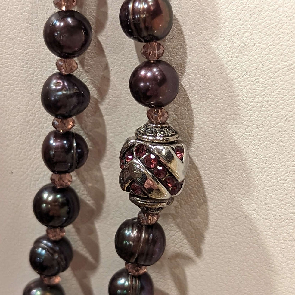 Thumbnail: Tanya - black pearl necklace with Swarovski crystal beads