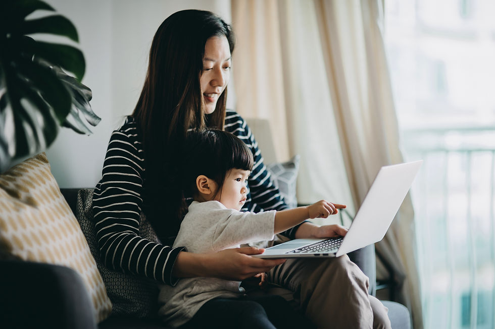 mom working from home