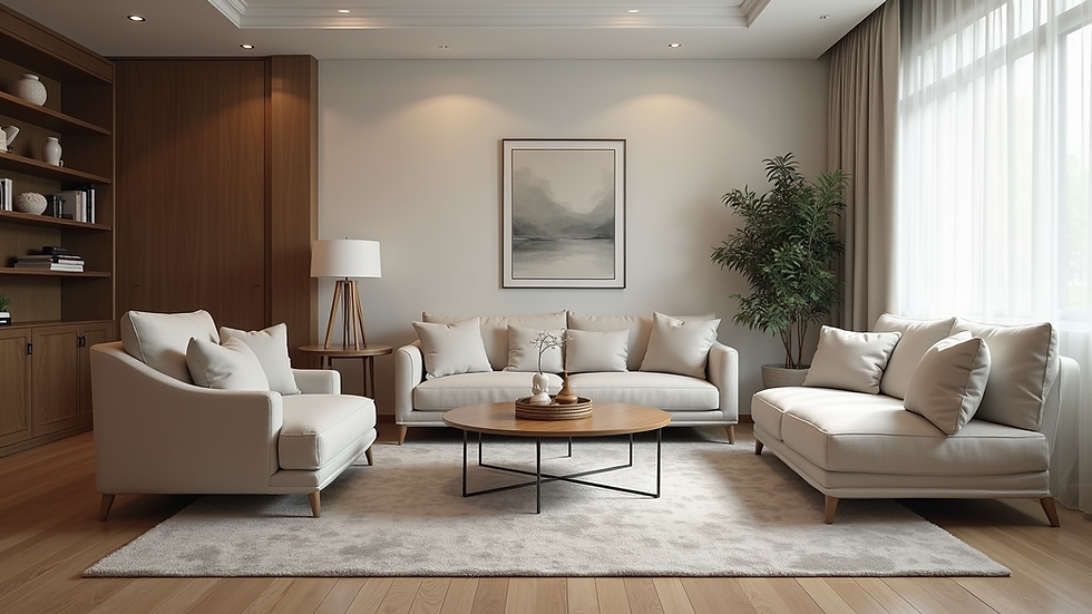 Eye-level view of a modern living room with elegant furniture